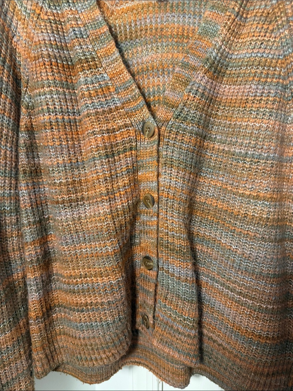 LOFT Multicolor Ribbed Button-Front Cardigan - Picture 3 of 6